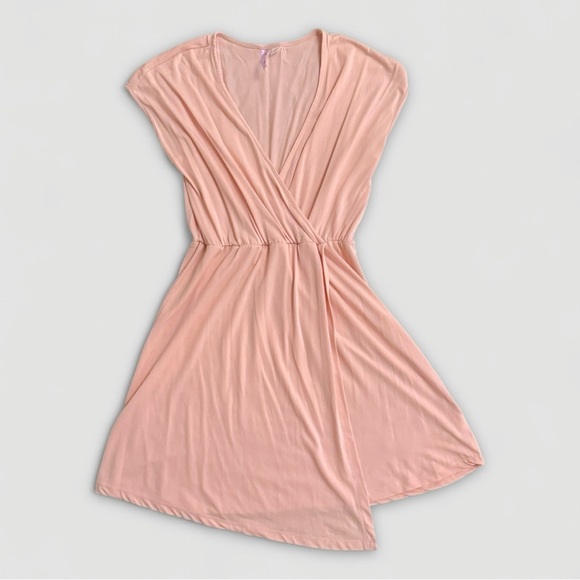 Alya Blush Pink Cap Sleeve Faux Wrap Dress | Size M - Picture 3 of 5